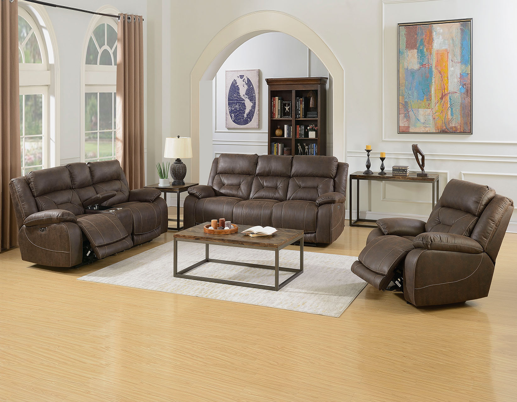 Stampley leather air manual reclining living room set online