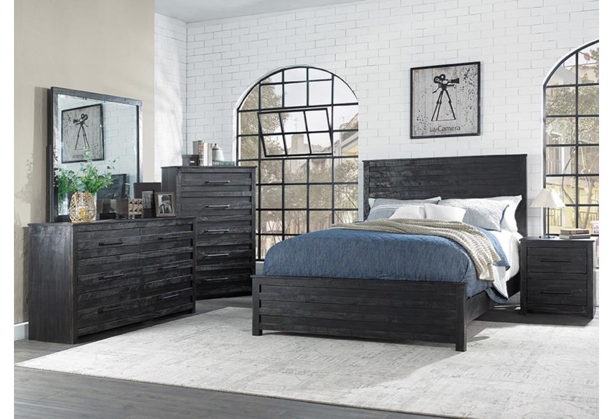Hillsdale Villa Distressed Black Bedroom Collection