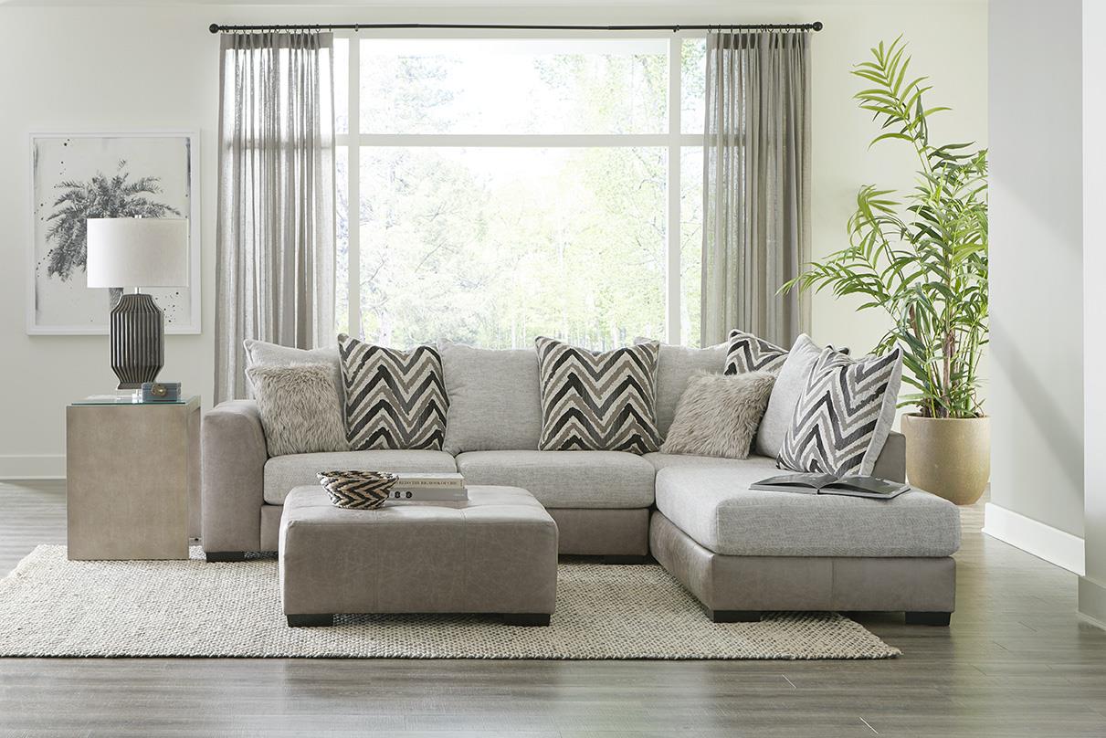 Zaftig Parchment Sofa/RAF Chaise Lott Furniture Company