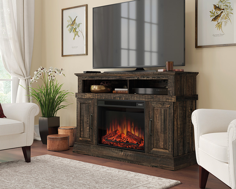 Sauder Media fireplace Carbon Oak